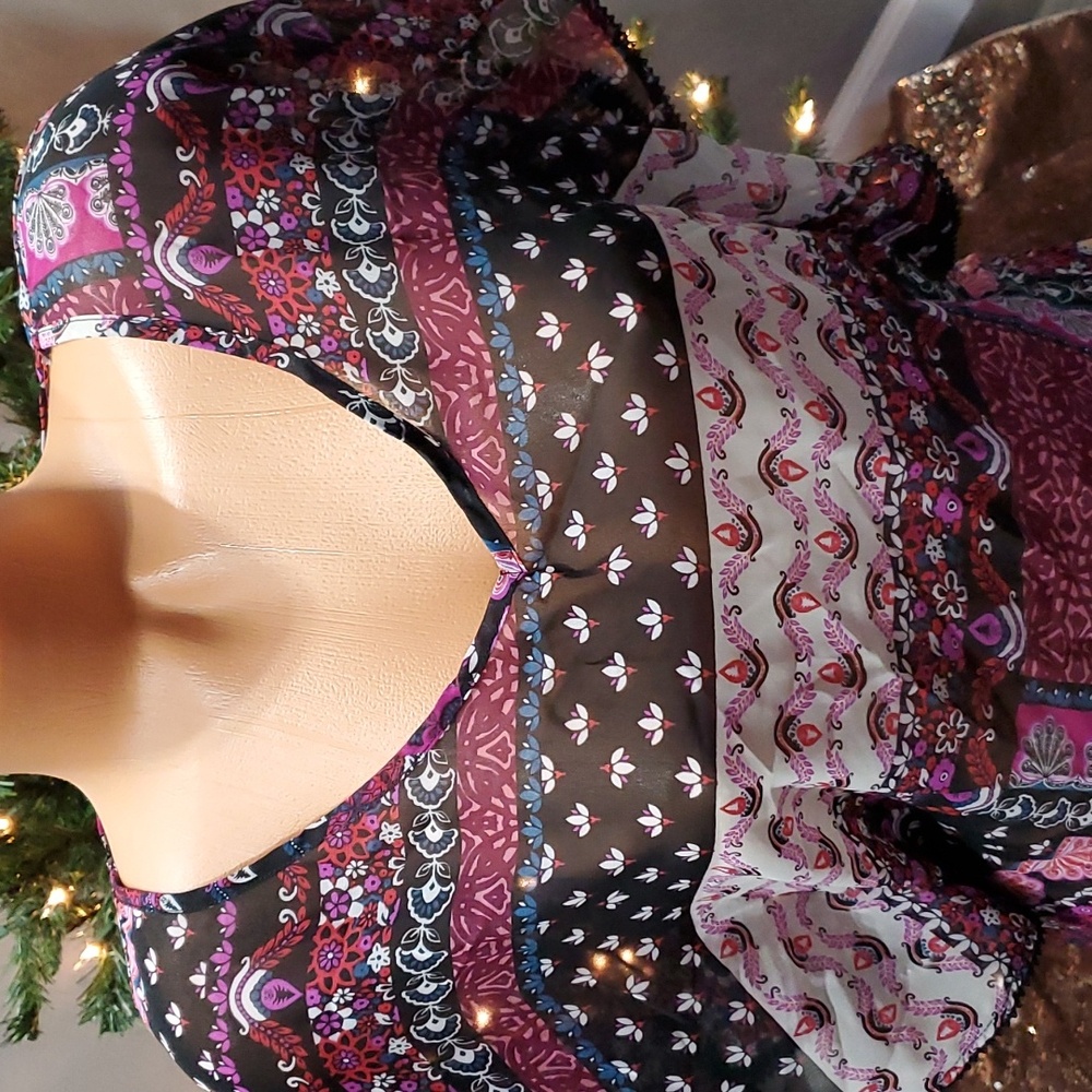Belle du Jour floral sheer dolman top S NWOT - Picture 2 of 6